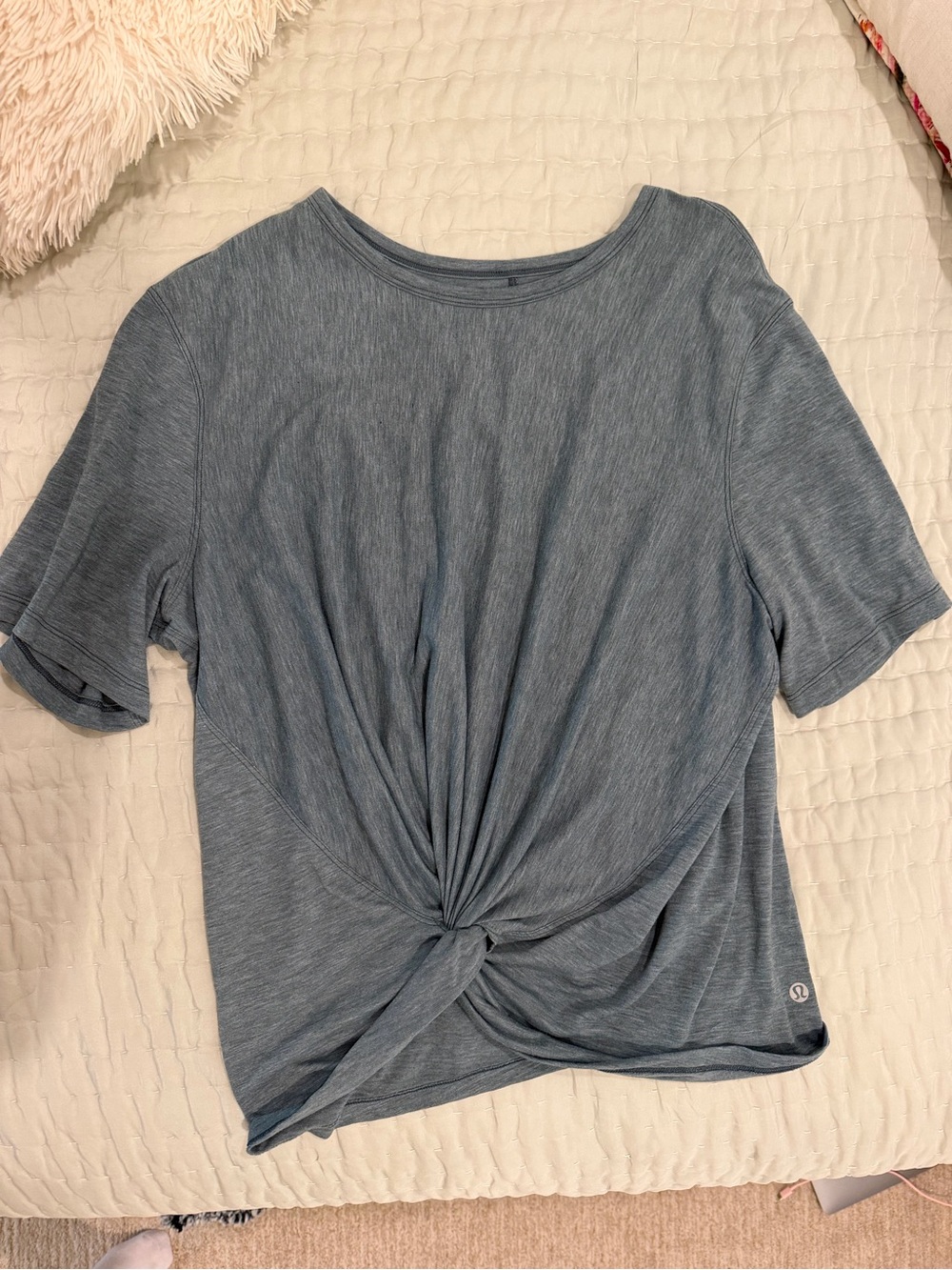 lululemon athletica Heather Slate Blue Twist-Front Short Sleeve Top